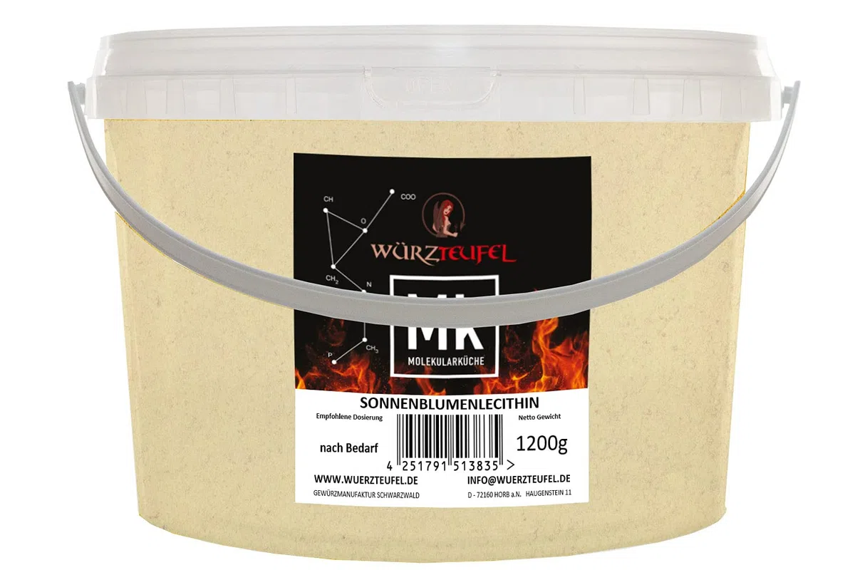 Lecitina Polvere – Reinlecitina da semi di girasole, emulsionante E322 – Senza allergeni e senza glutine – lecitina di girasole naturale – Secchio da 1,2 kg PE-HD