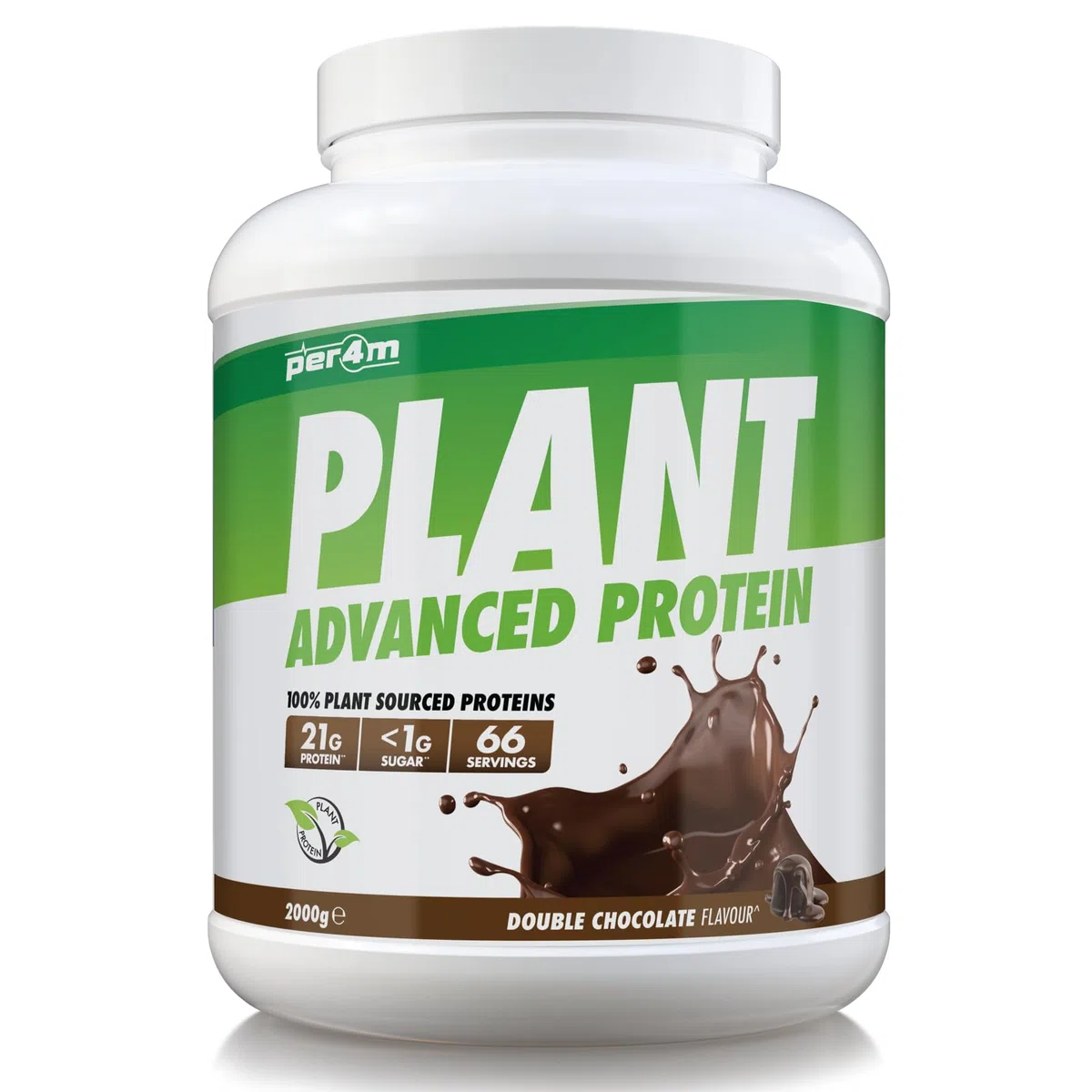Per4m Plant Protein, Proteine 100% Vegetali da Pisello e Riso, Profilo Aminoacidico per i Muscoli, Formula Vegan Digeribile e Sostenibile, Per Vegani e Sportivi di Qualità – Double Chocolate – 2kg