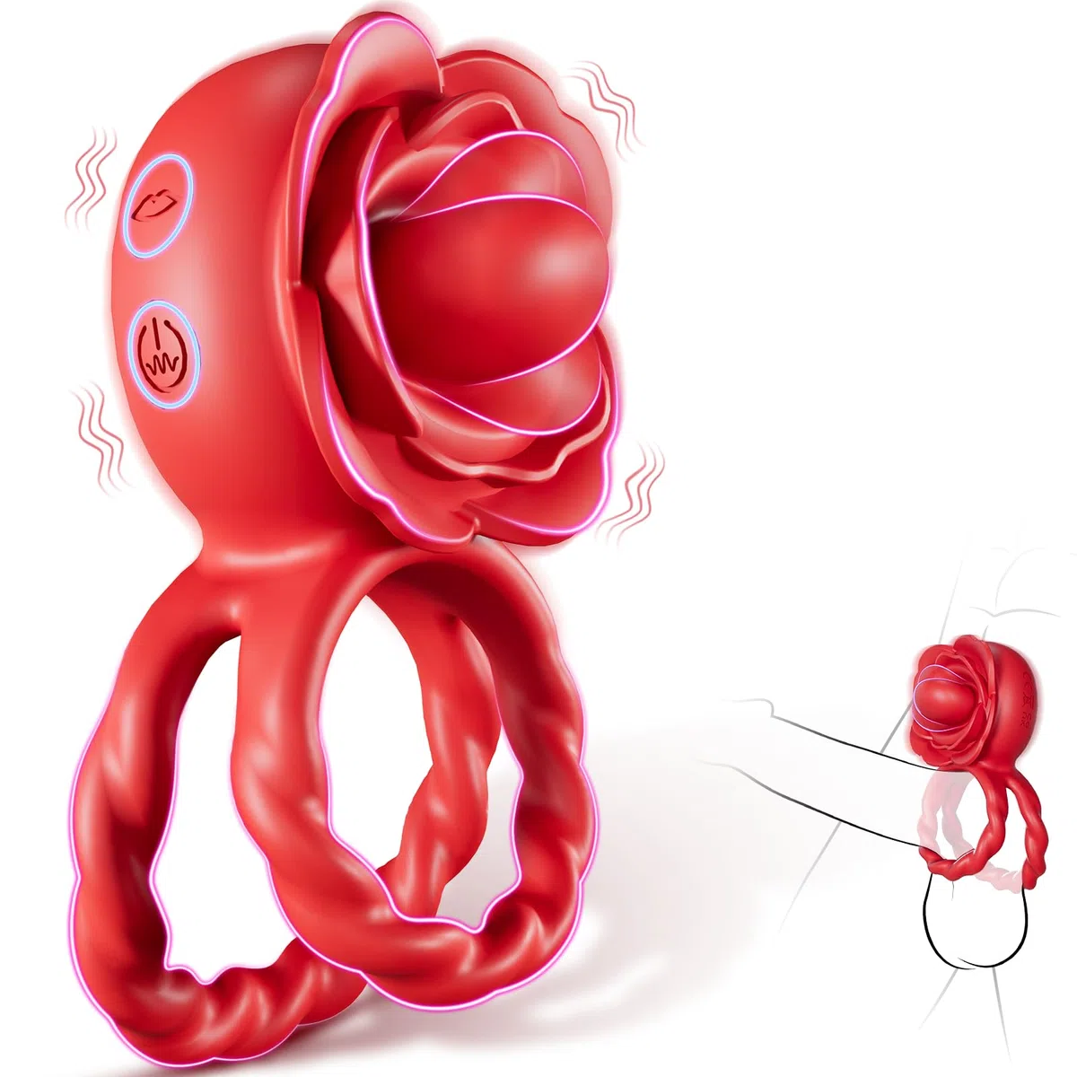 Anello Vibrante per Lei e Lui - Sexytoysys Uomo Anello Pene Stimolatore per Clitoride con 10 modalità di leccaggio e vibrazione Toys Sessuali per Donna Fiore Sexytoysys Coppia Cock Ring