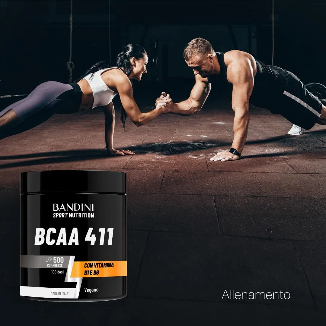 Bandini® AMINOACIDI RAMIFICATI BCAA 4 1 1 | 500 Compresse di Amminoacidi Fermentati con Vitamina B1 e B6 | 4.1.1 con Leucina, Isoleucina, Valina | Intra Pre Post Workout - Per Palestra e Sport - Vegan