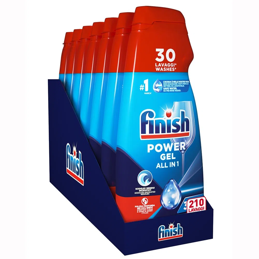 Finish Powergel Detersivo Lavastoviglie Fresh, Gel Lavastoviglie, 210 Lavaggi, 7 confezioni da 30 Lavaggi di Liquido Lavastoviglie