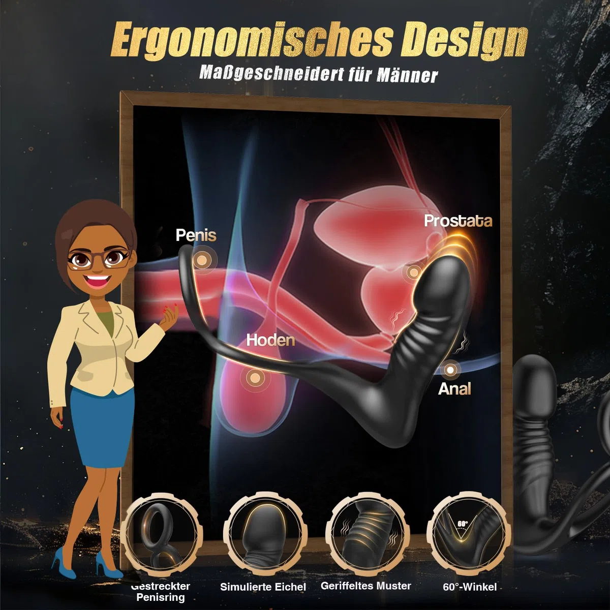 Cacuola Plug Analesex Vibratoreper Uomo,vibratore Anale per Uomo Prostata Telecomando Sexy Toys Uomo Stimolatore Prostatico Maschile con l'anello del Pene,Plug Sex con 7 Telescopico & 10 Vibrazioni
