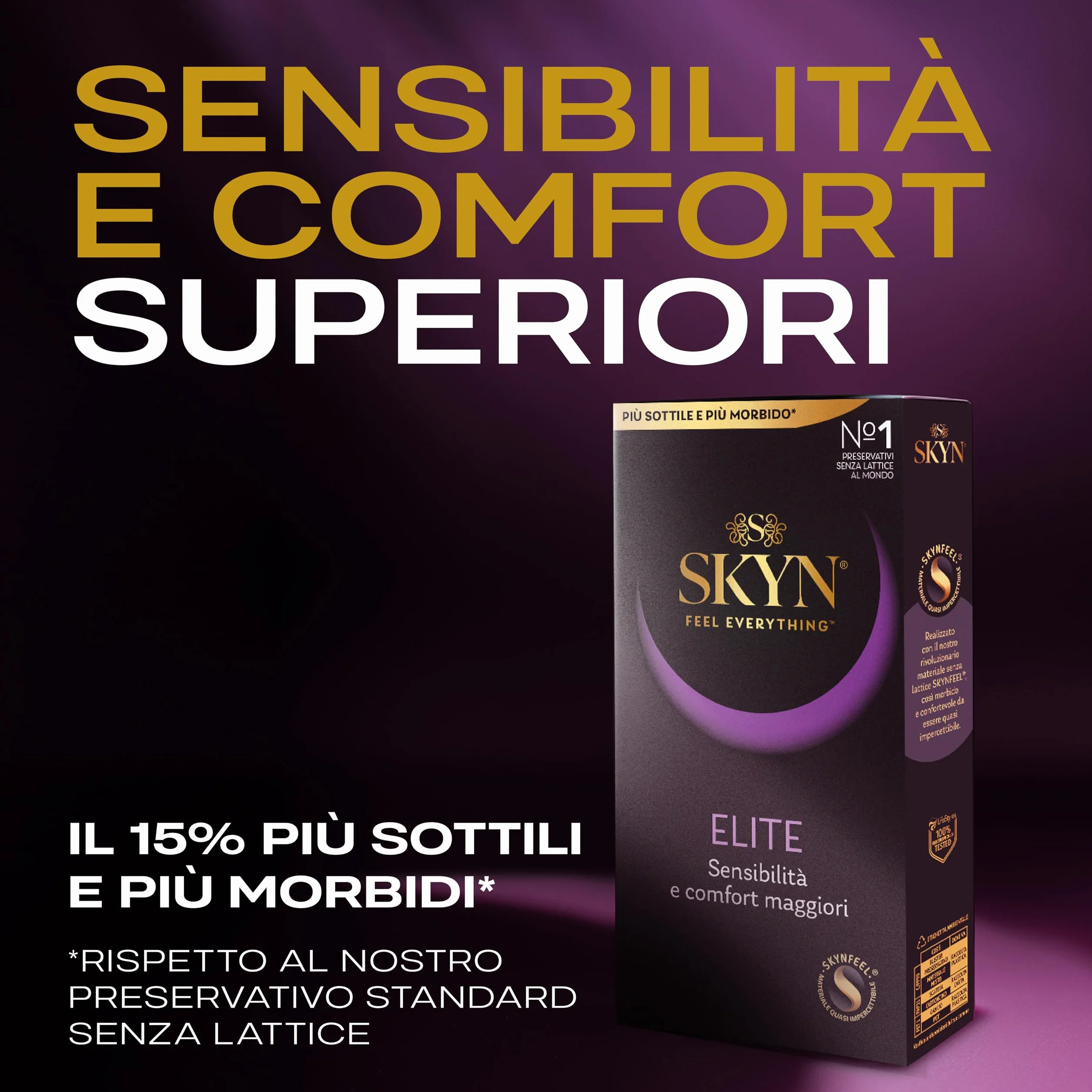 SKYN Elite - Preservativi Senza Lattice in Poliisoprene - Ultramorbidi e Ultrasottili, 60 Pezzi