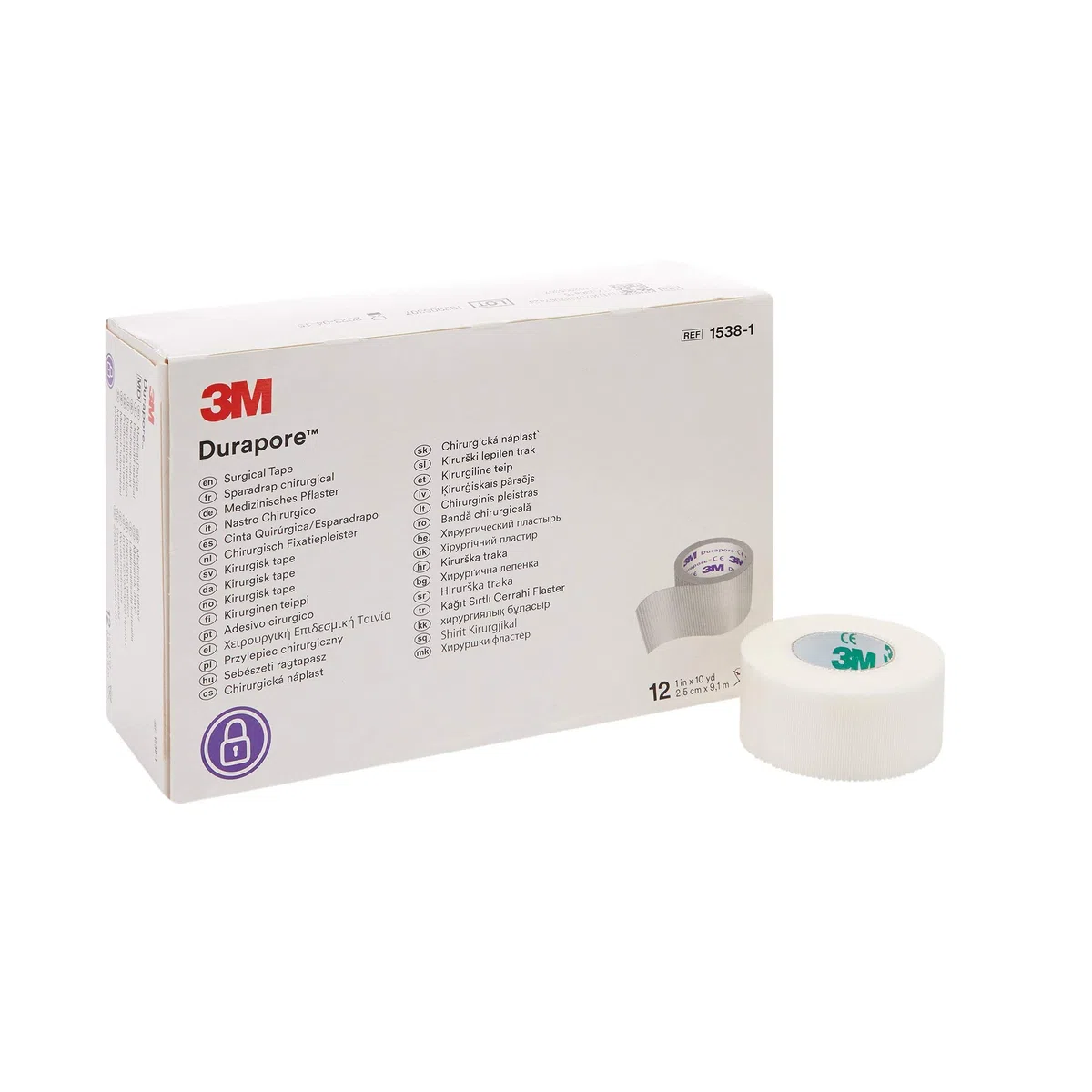 3 m Durapore Surgical tape 2,5 cm x 9,1 m box: 12