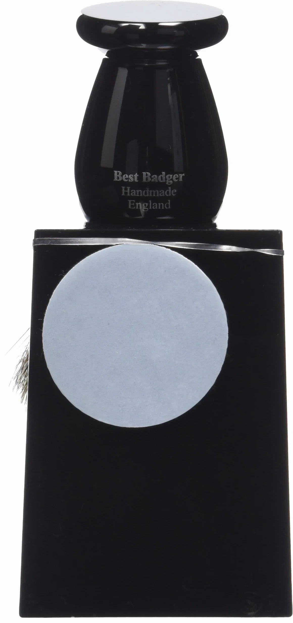 Edwin Jagger - Pennello da barba con setole di puro tasso, manico imitazione ebano, fatto a mano, con porta pennello, 8,6 cm