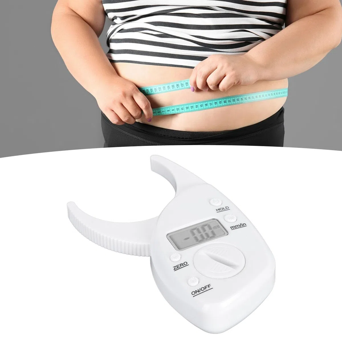 Fdit Calibro Digitale per Grasso Cutaneo LCD, Calibro Professionale per Grasso Corporeo per Donne e Uomini, Calibro Portatile Accurato per Plicometria con Design Compatto