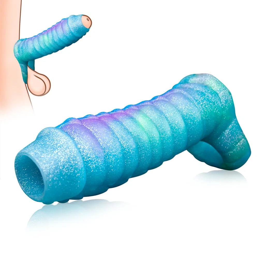 SXOVO Guaina Fallica Mostruosa, Guaina Pene Aperta con Anello Testicolare, Prolunga Pene Indossabile e Riutilizzabile, Ritardante Eiaculazione Precoce, Toys Sessuali per Uomini per il Piacere Coppia
