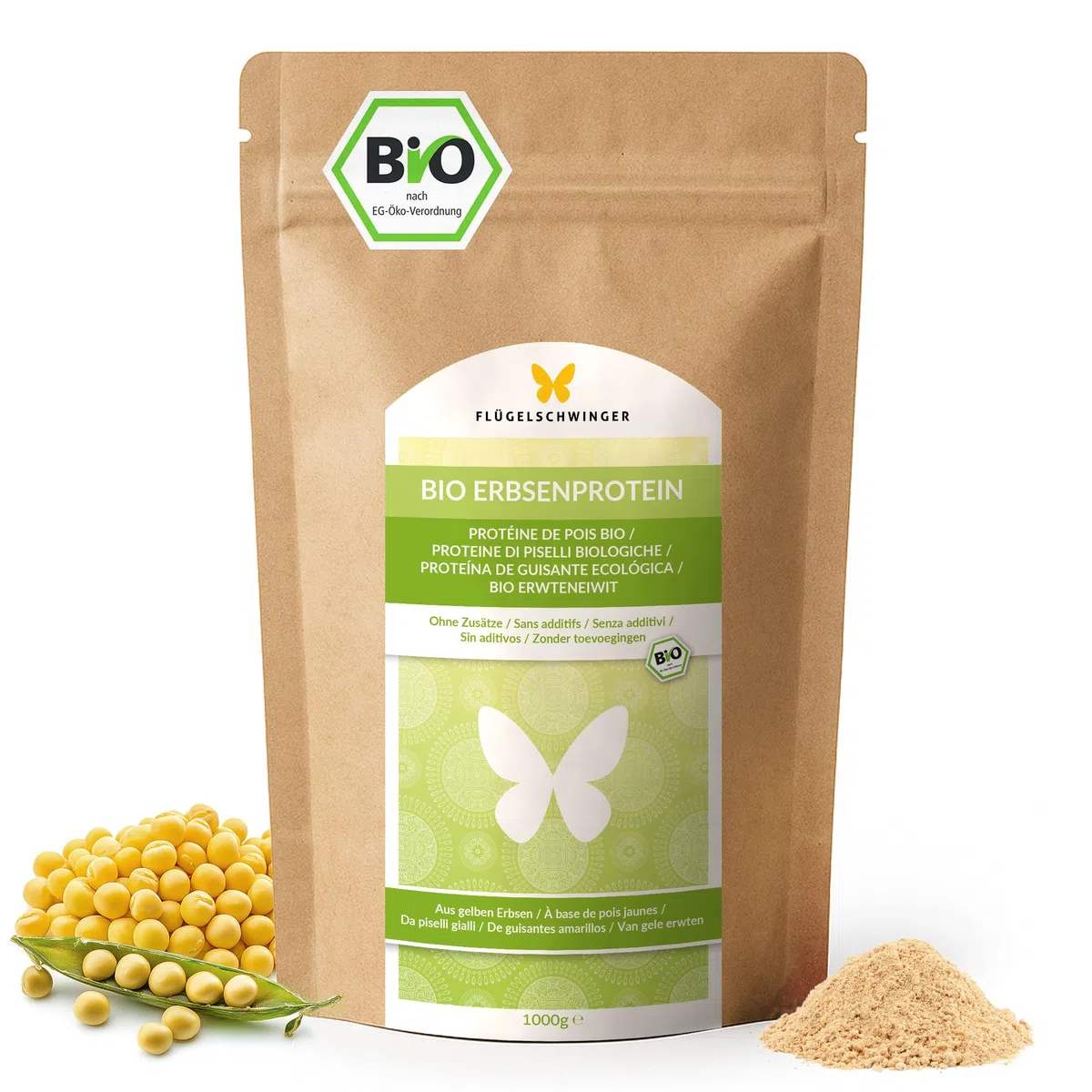 1 kg proteine di pisello BIO da piselli gialli dal gusto neutro, naturalmente vegano, senza lattosio e senza soia (1000 g)