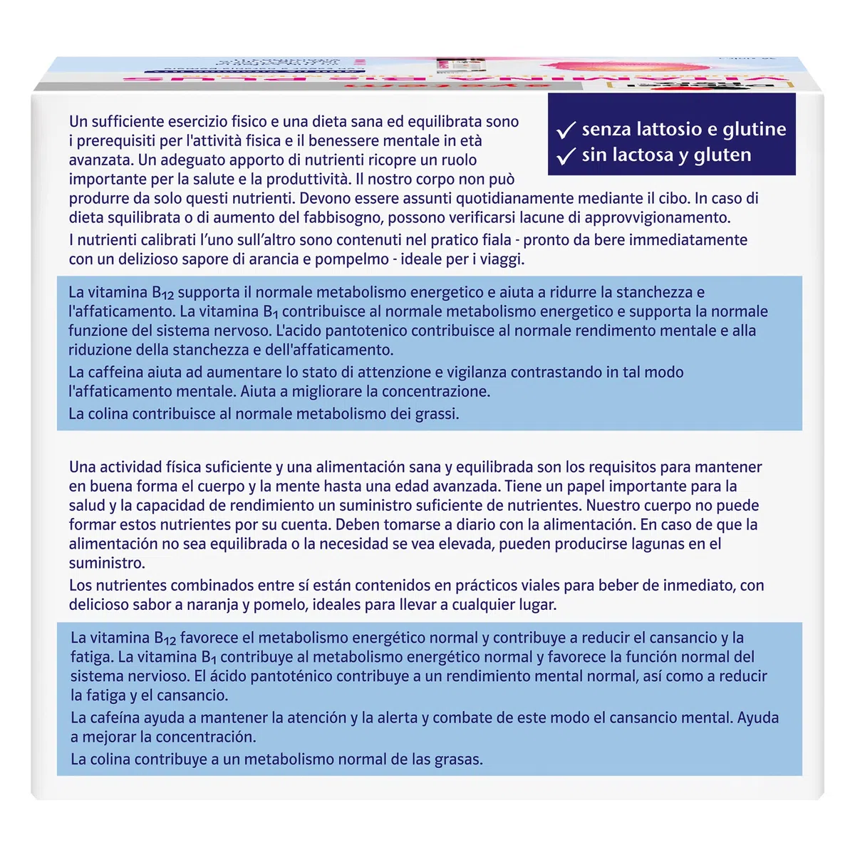 Doppelherz system VITAMINA B12 PLUS - Integratore Alimentare con Destrosio, Vitamine del Gruppo B, Caffeina e Colina, Sapore Arancia e Pompelmo - Senza Glutine e Lattosio - 30 Fiale