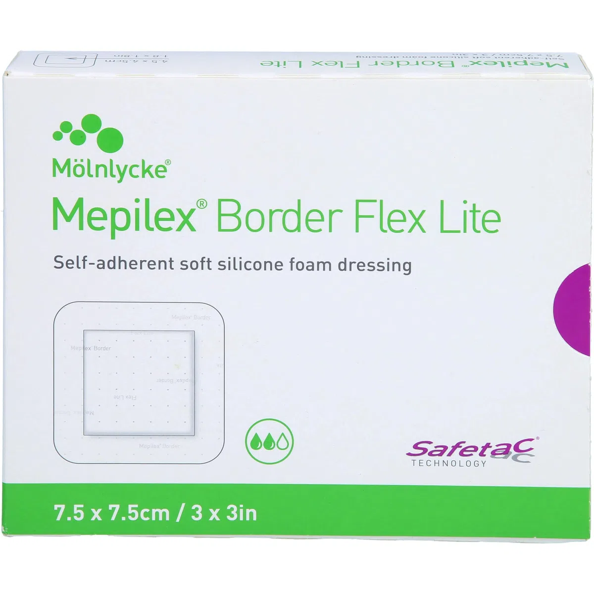MEPILÉX Border Flex Lite - Medicazione in schiuma, 7,5 x 7,5 cm, 5 pezzi