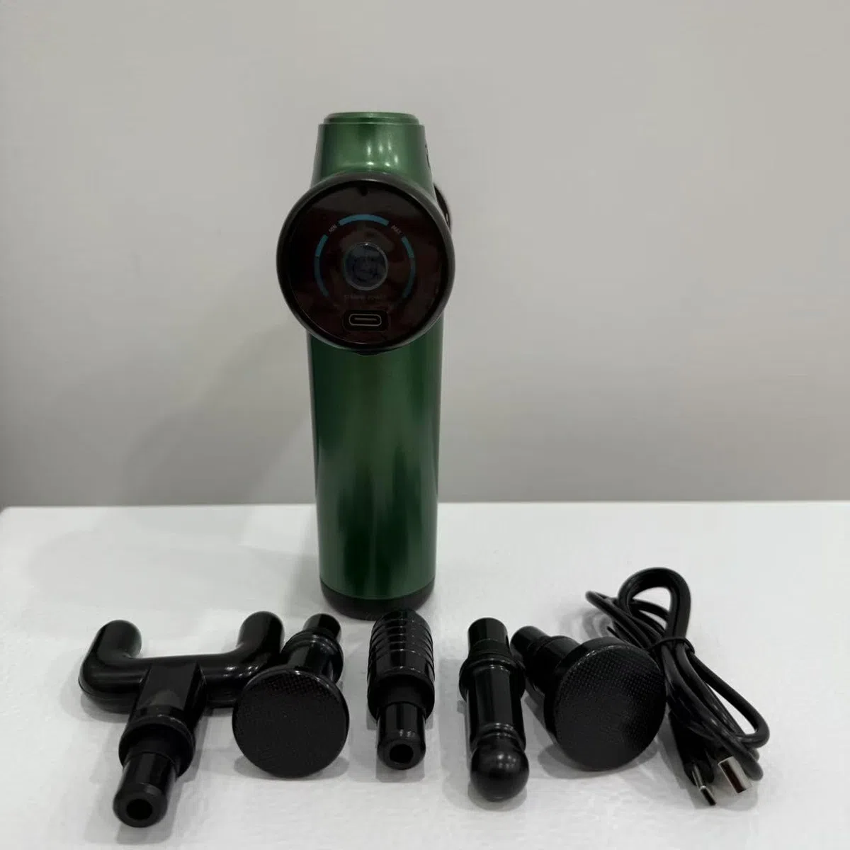 Pistola Massaggio Muscolare, Portatile Pistola Massaggiante Con 6 Livelli Regolabili e 6 Testine, per Schiena, Collo e Corpo (Verde)