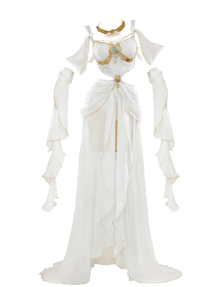Mobunny - Costume da principessa, da donna, lingerie sexy, abito da ballo, body con maniche e collana