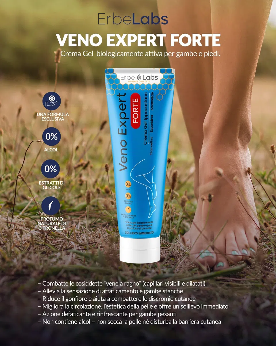 Veno Expert Forte 150 ml – crema gel Professionale con 12 Estratti Funzionali | Formula Potenziata con Troxerutina e Esperidina | Sollievo e Freschezza per Gambe Pesanti | Senza Alcol e Senza Glicoli