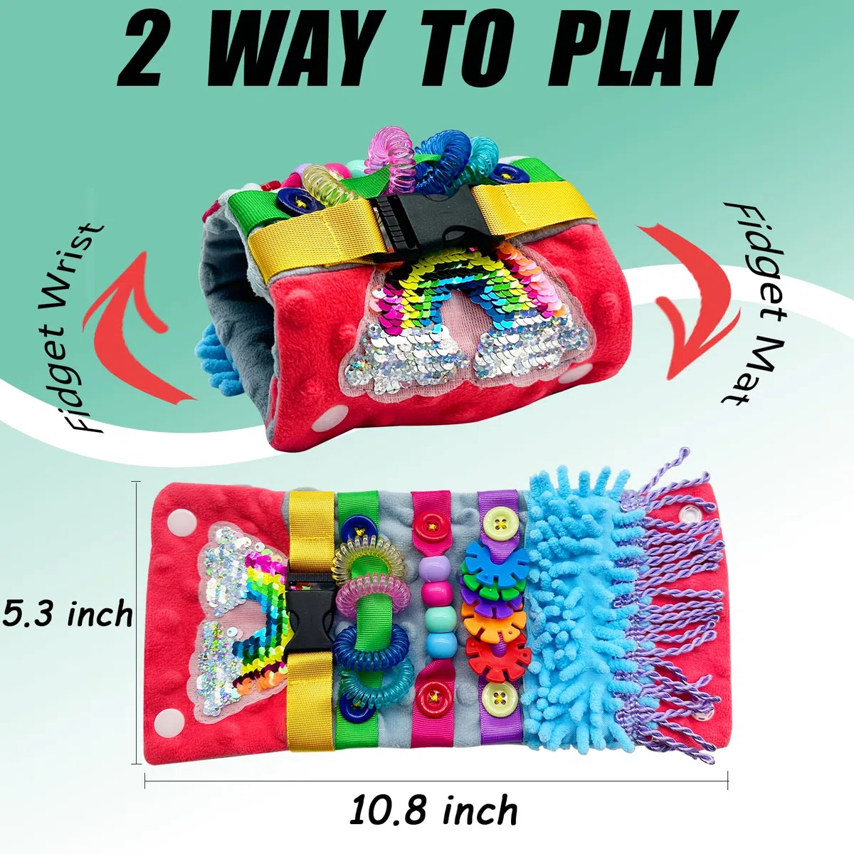 Fidget Blanket for Adult Demenza Prodotti per anziani Alzheimer Demenza Attività per anziani, braccialetto sensoriale fidget per anziani, regalo per demenza (rosso e grigio)