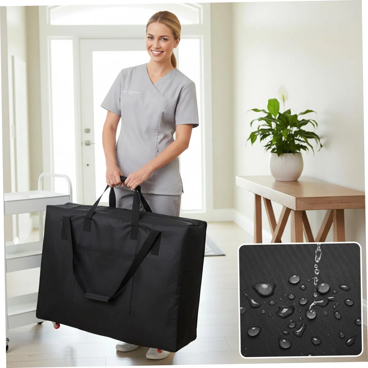 Borsa per lettino da massaggio, custodia da trasporto per lettino da massaggio 36, 6x28, 7x7, 9 pollici con ruote per lettini pieghevoli portatili, zaino e carrello Oxford ;1 ;1