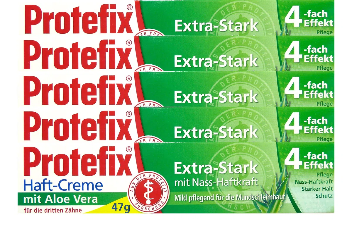 Protefix Protefix - 5 creme adesive in aloe vera, con forza adesiva bagnata, confezione da 40 ml