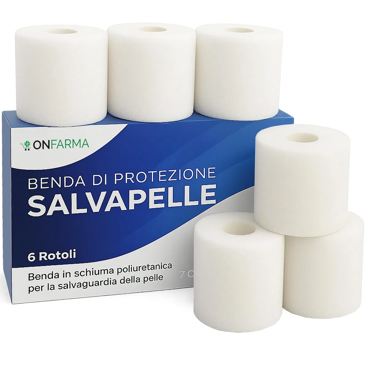 ONFARMA BOX 6 SALVAPELLE cm 7x27 mt Benda sottile in schiuma poliuretano