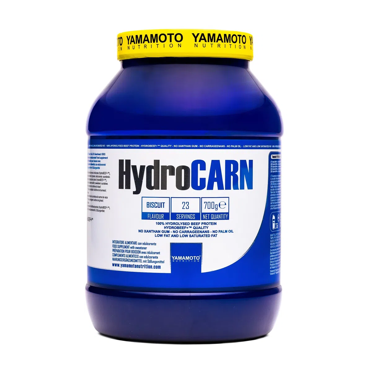 YAMAMOTO Nutrition, HydroCARN HydroBeef+ 700 gr, Integratore di Proteine del Manzo Idrolizzate, Proteine per Sportivi Senza OGM e Olio di Palma, Senza Glutine e Senza Lattosio, Gusto Biscotto