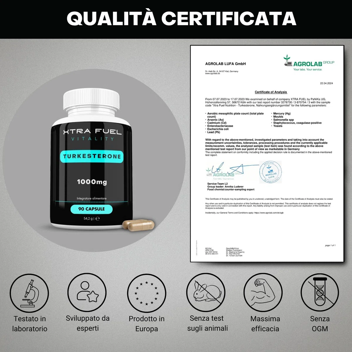Premium Turk. Capsule - 1000 mg di dose giornaliera - 90 capsule (dose elevata) - Estratto naturale e testato in laboratorio - Popolare per il bodybuilding e l'allenamento con i pesi