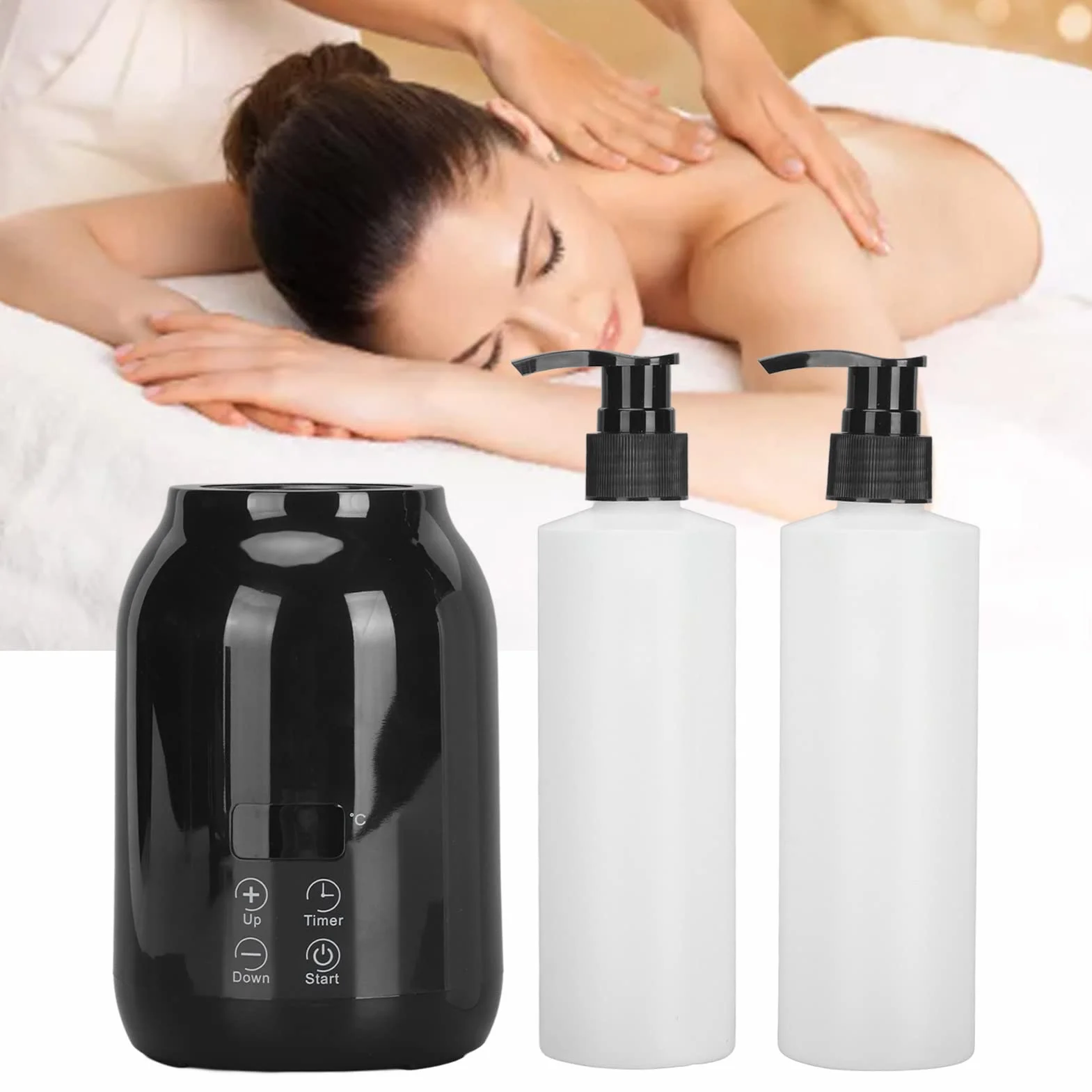 Riscaldatore per Oli Essenziali, Display a LED, Regolazione della Temperatura, Scaldaolio con Due Dispenser per Bottiglie di Olio, Scaldabottiglie per Olio da Massaggio (Spina