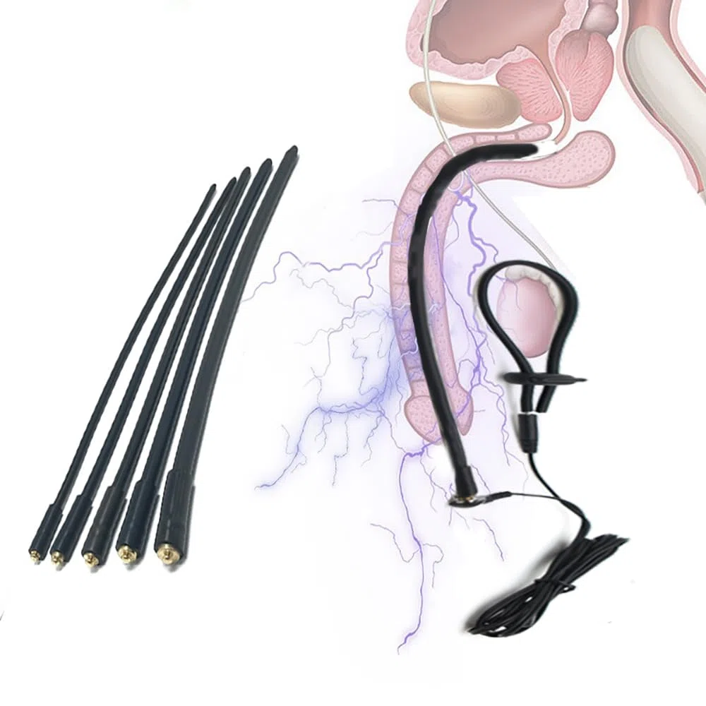 Elettrostimolazione sessuale Set catetere uretra uomo sonde uretrali elettriche con anelli per pene uretra, dilatatori uomo, lunghezza 250 mm, Ø 4/5/6/7/8 mm