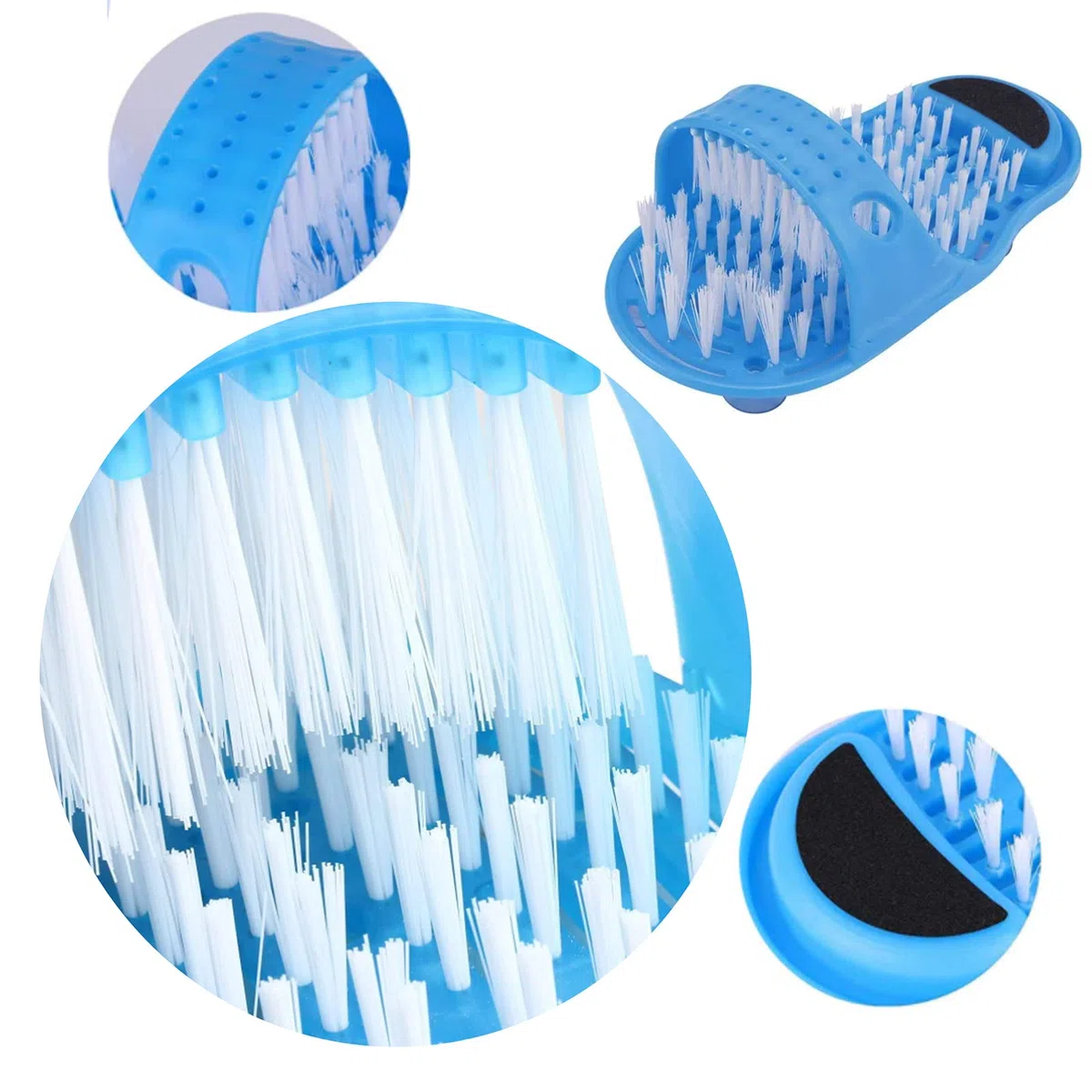 Bagno Foot Cleaner,Tianher 2 Pezzi Spazzola Lavapiedi da Doccia Piede Suola Massaggio Strumento Detergente con Ventosa Pantofola Massaggiatore (tacco nero)