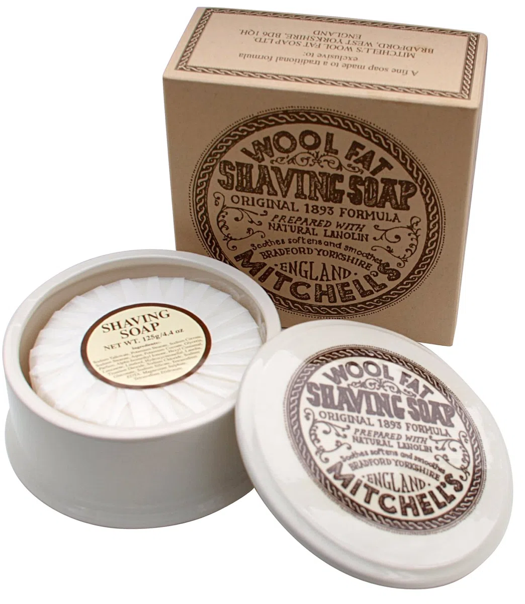 Mitchell's Wool Fat Sapone da barba in ciotola di ceramica, unico, 125 g