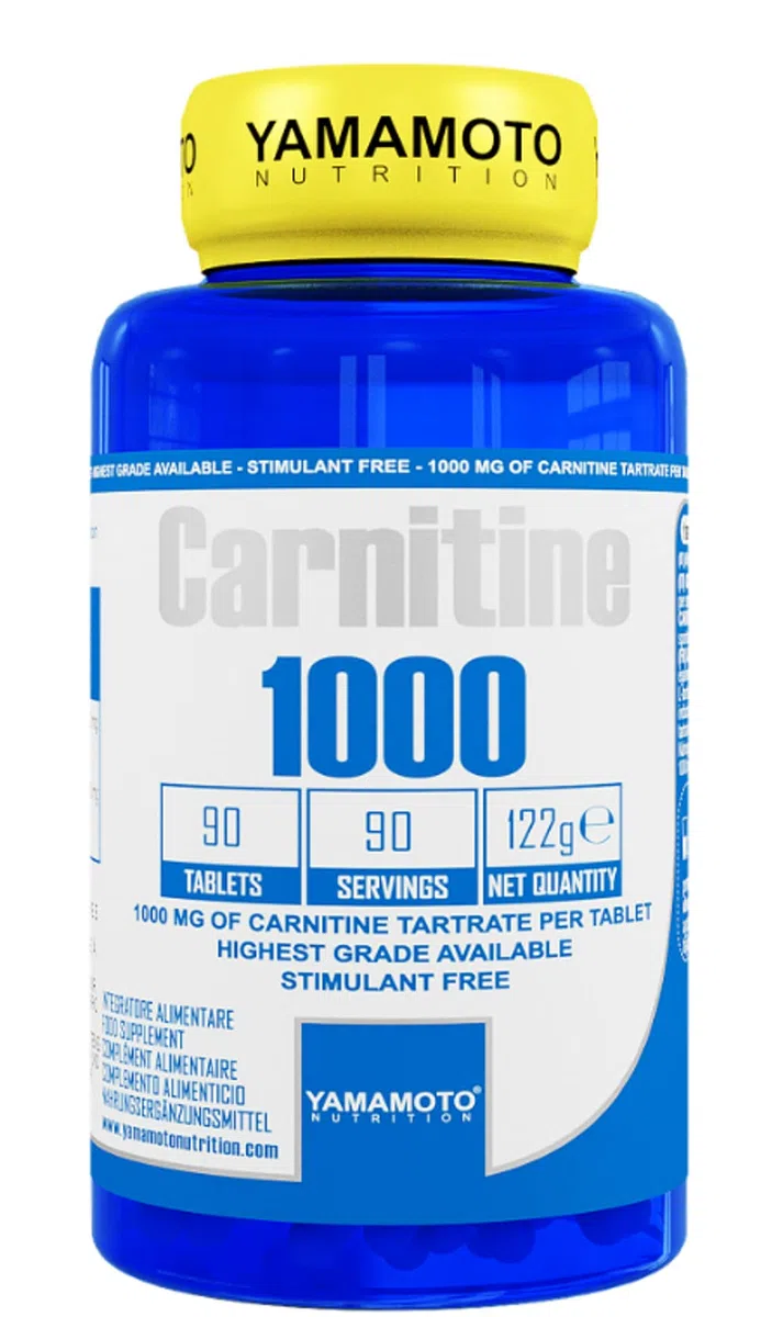 Yamamoto Carnitine 1000-90 compresse da 1gr - 1.000mg di l-carnitina tartrato per compressa. Senza Glutine, Senza Lattosio