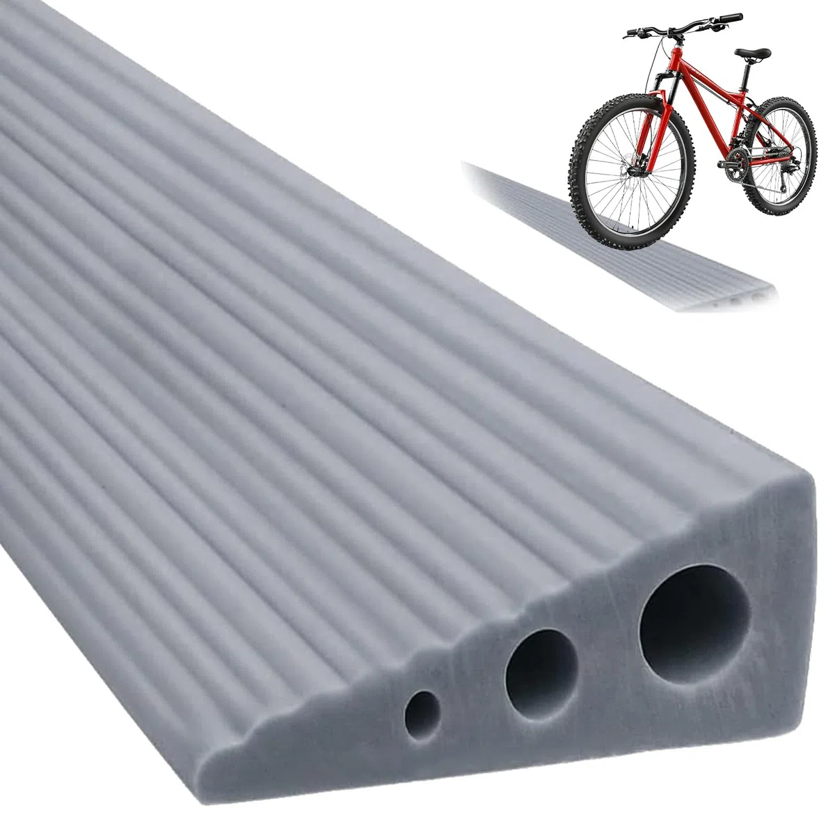 Rampa di Soglia per Porta in TPE, Altezza 2.5 cm, Carico Max 500 kg, Antiscivolo | per Sedie a Rotelle Elettriche, Passeggini, Robot Aspirapolvere, Disabili | Design Resistente (Grigio, 100x6.5x2.5cm)