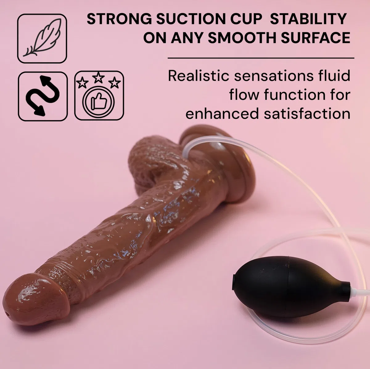 Diloschwanz realistico per donne con funzione di spruzzo, lunghezza 20,7 cm ⌀3,8 cm, dildo anale con ventosa potente in marrone, giocattoli erotici per donne FOPS D30