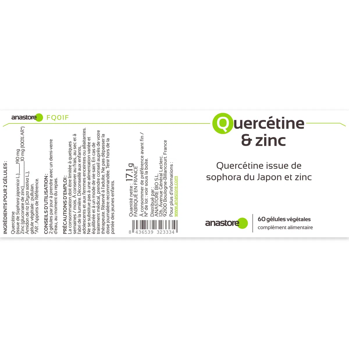 Quercetina e zinco * 100 mg / 60 capsule * Quercetina di origine naurale dalla pianta sofora del Giappone