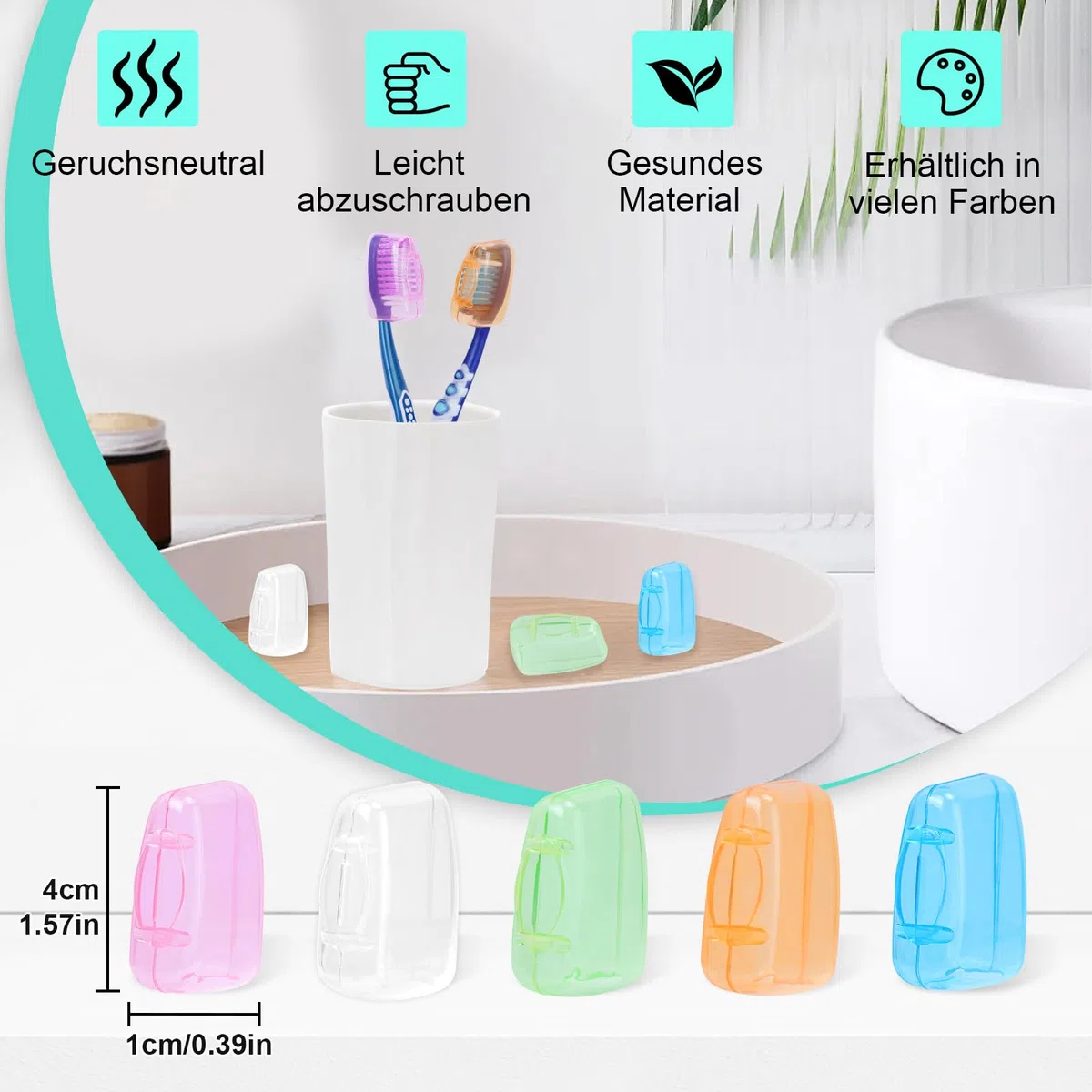 UCEC Astuccio per spazzolino da denti realizzato in materiale PP alimentare di alta qualità, ecologico e durevole., 4: rosa&verde&grigio&bianco + 5, 19.56 cm x 6 cm, Semplice