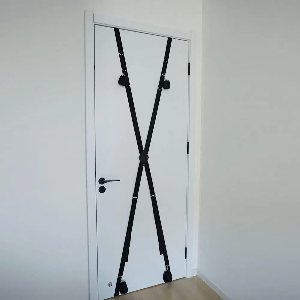 Kit di cinghie regolabili per allenamento con altalena per porta a sospensione Yoga per partner romantici - Nero