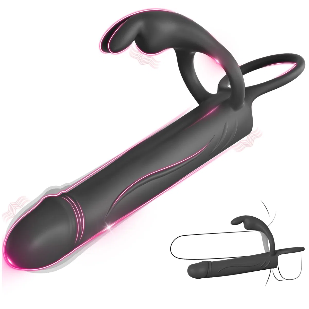 Plug anale vibrante con anello per il pene,stimolatore clitorideo rabbit,doppio dildo anale con strap-on, sex toy anale per coppie,sex toy per uomini e donne, Fatdhu,piccolo anello per pene