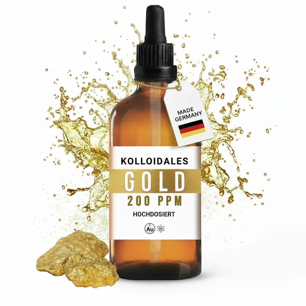 Oro colloidale 200 ppm (100 ml) – Dispersione Premium in vetro marrone farmaceutico con pipetta di precisione – Tecnologia di particelle fini, materiali certificati – Manna Colloidal Gold