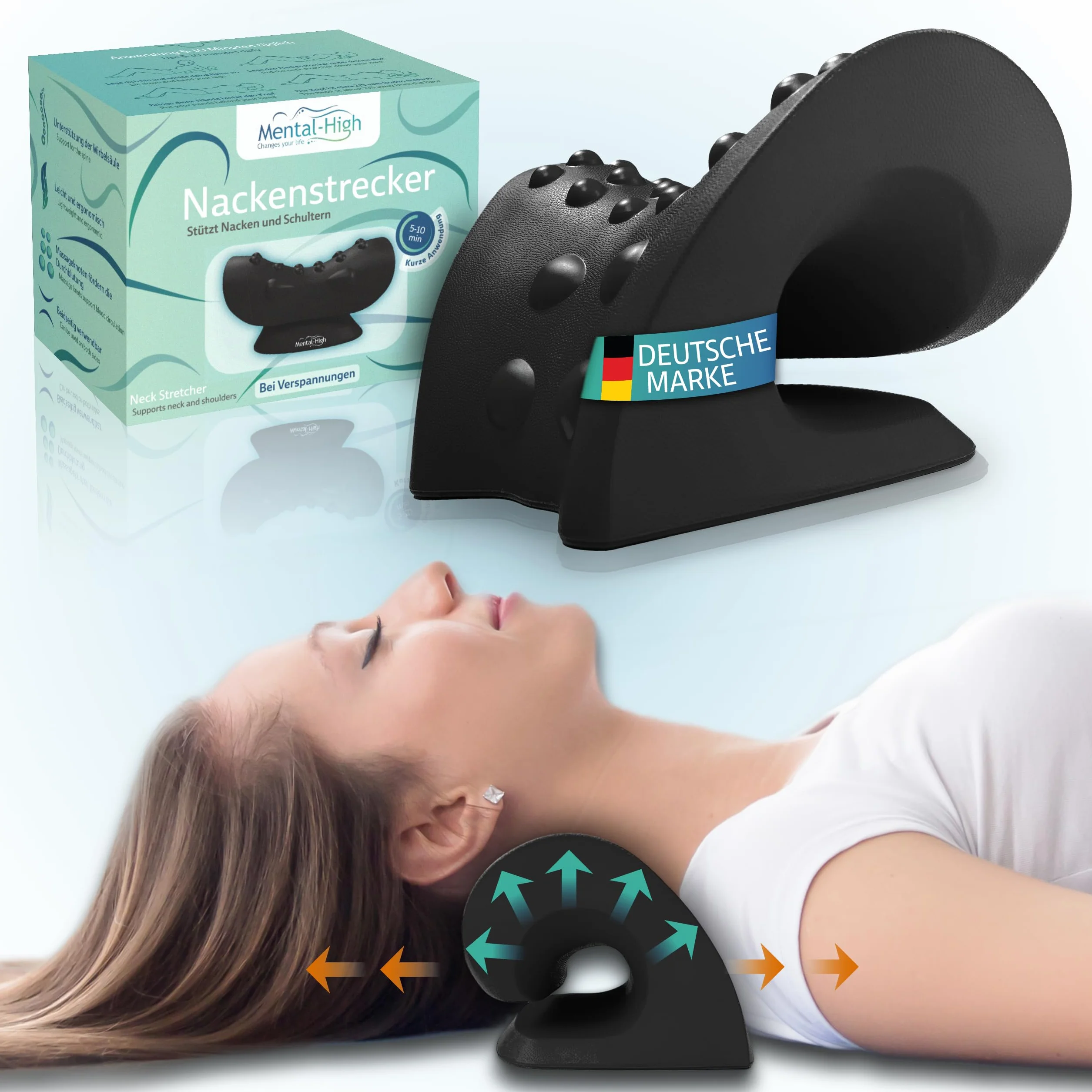 Estensore cervicale – Dispositivo ortopedico per l'allenamento cervicale per la correzione della postura e alleviamento del dolore – Supporto cervicale ergonomico per il rilassamento e
