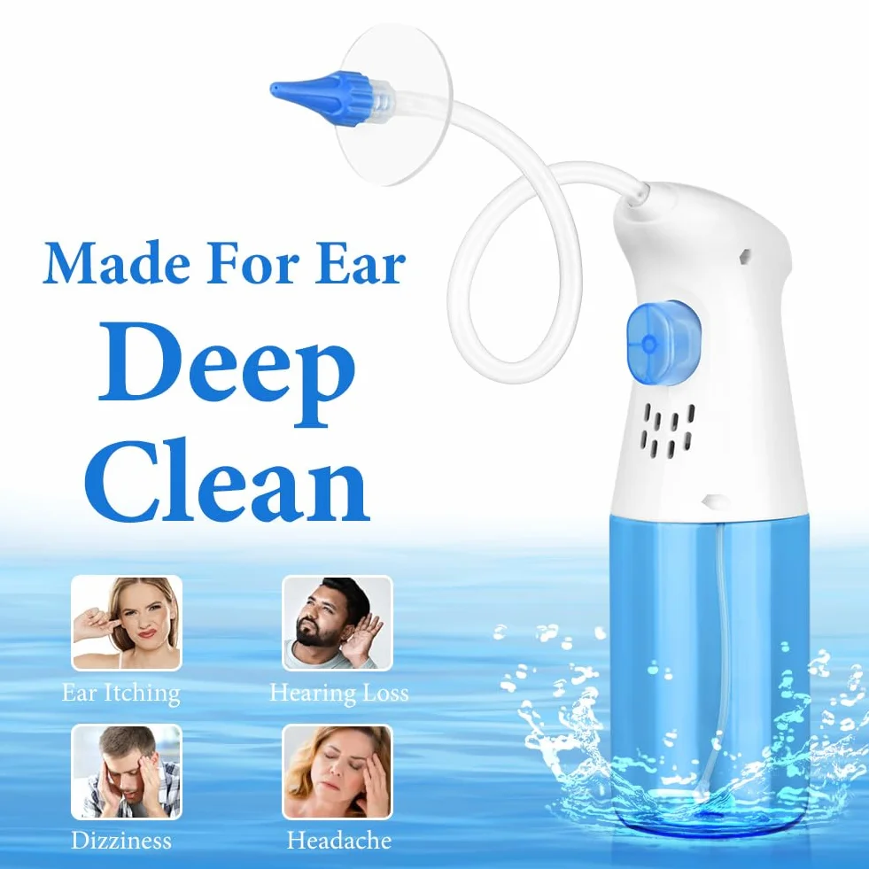 Pulitore Orecchie, Kit Pulizia Orecchie con 11 Ugello, Bacino Idrico, Pulitore per le Orecchie Sicuro ed Efficace, Sistema di Irrigazione Auricolare per Adulti e Bambini(Manuale)