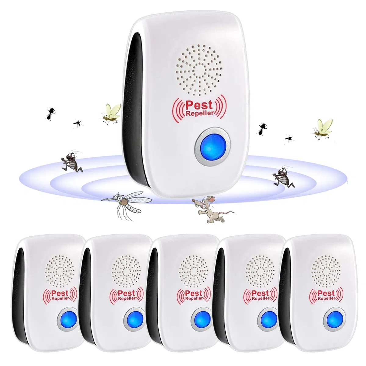 Ultrasuoni Anti Zanzare, 6 Pack Ultrasuoni Mouse e Ratti & Insetti Repellente Elettronica, Repellente Ultrasuoni per Anti Topo, Ratti Formiche Ragni Zanzare