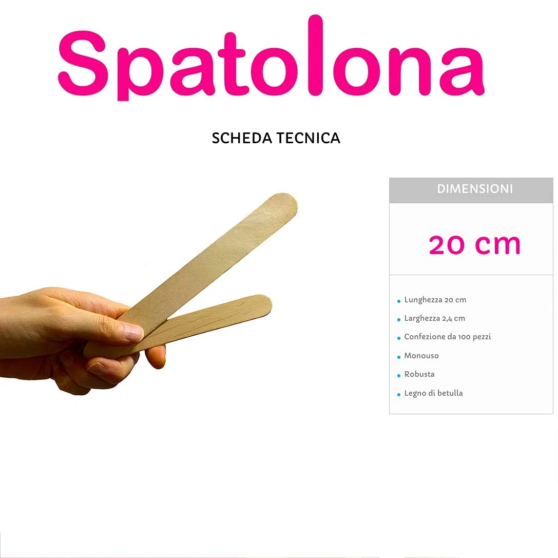SPATOLONA Palette in legno grandi per ceretta brasiliana 20 x 2,4 cm. 50 spatole per depilazione e fai da te (50)