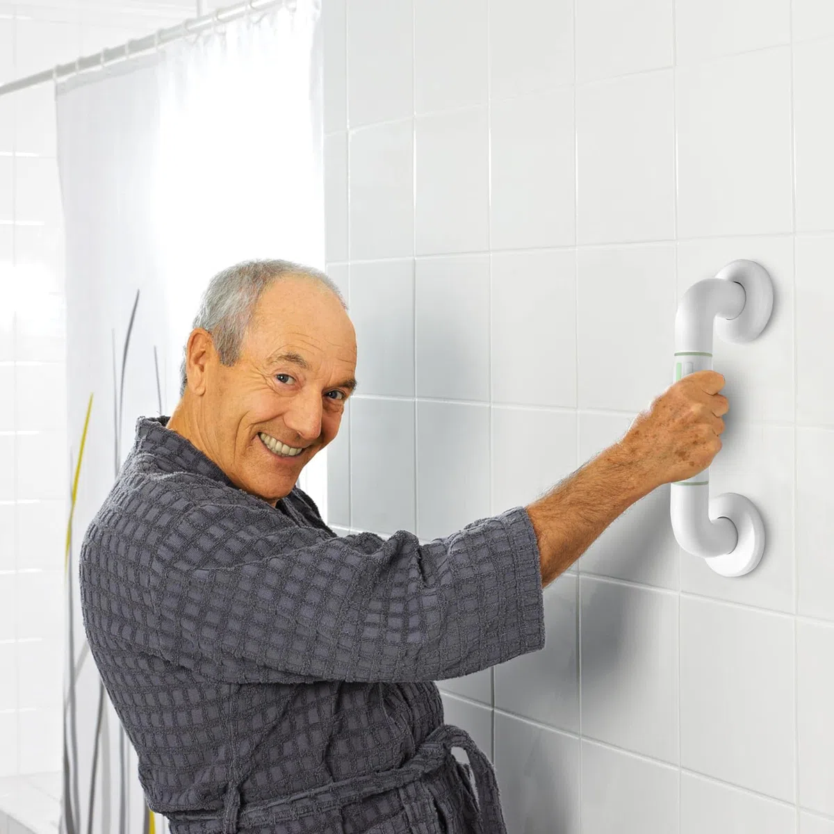 2 Pezzi Maniglione Bagno Antiscivolo, 30cm Sicurezza Barre di Sostegno con Striscia Fluorescente, Maniglie per Vasca da Bagno, Doccia Maniglia per il Bagno per Anziani, Bambini