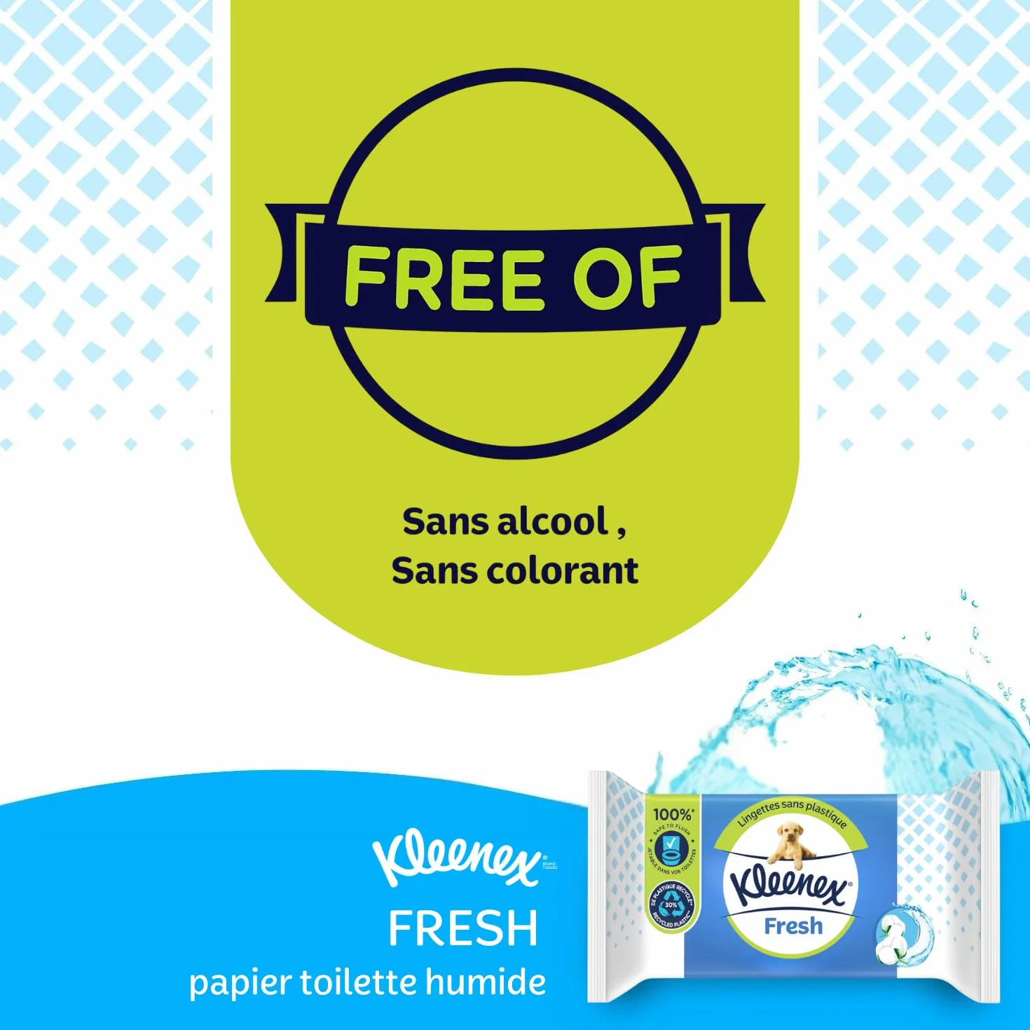 KLEENEX Fresh - Carta igienica umida (12 confezioni da 42 fogli), usa e getta in bagno, 100% fibre naturali, senza plastica, senza profumo, senza alcool