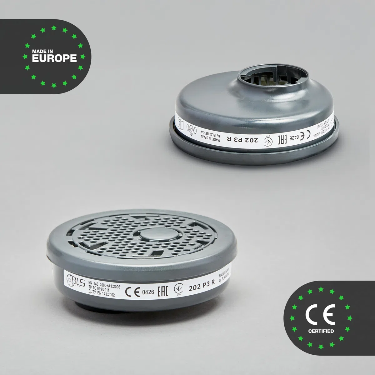 BLS 202 P3 R D Filtri Sostituibili con Attacco a Baionetta b-lock, Compatibili con Semimaschere e Maschere Intere BLS. Per Polveri, Falegnameria, Edilizia, Saldatura e Fai da Te