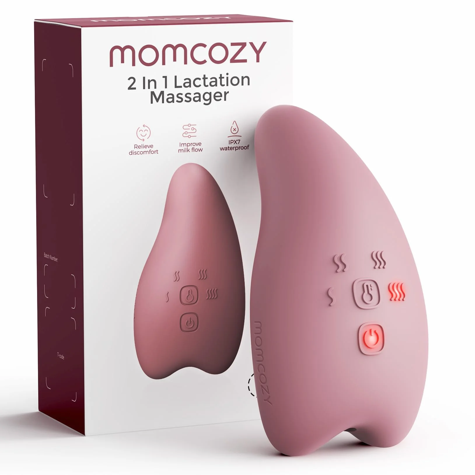 Momcozy Massaggiatore per allattamento A1Pro - vibrazione profonda e riscaldamento rapido per alleviare la congestione del latte e per un pompaggio più efficiente, con funzione memoria e ricarica