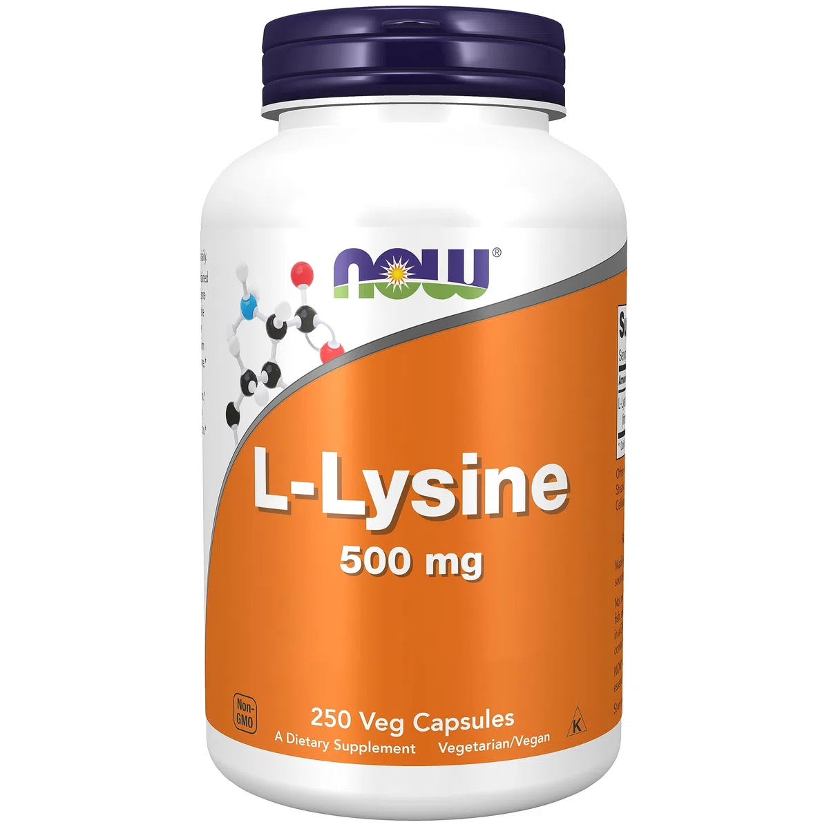 Now Foods, L-lisina, 500 mg, 250 capsule vegane, aminoacido