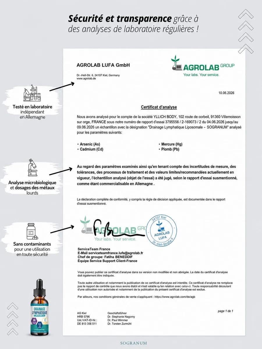 Drenaggio linfatico liposomiale | Circolazione sanguigna, flebite, pressione sanguigna | Detox con echinacea | Assorbimento del 98% da parte dell'organismo | 60 ml