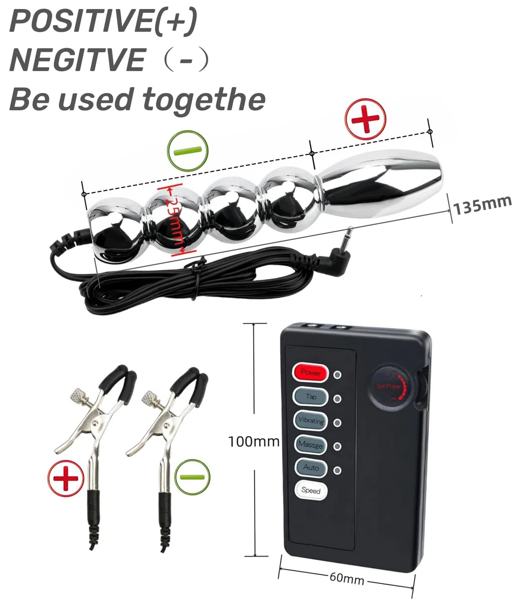 Elettrostimolazione Pinze Capezzoli Shock Elettrico Plug Anale-Dilatatore | Massaggiatore Prostatico Elettrostimolazione Host elettrico a doppia uscita SM Adulti Sex Toys per Donne Uomini e Coppie