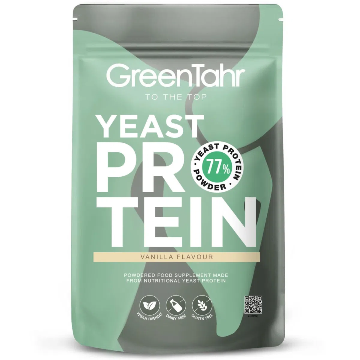 Green Tahr Proteine Vegane in Polvere di Lievito Nutrizionale Inattivo con Aroma di Vaniglia 750g. 77% Proteine per Aumento Massa Muscolare, Origine Non Animale, Senza Zucchero Aggiunto né Glutine