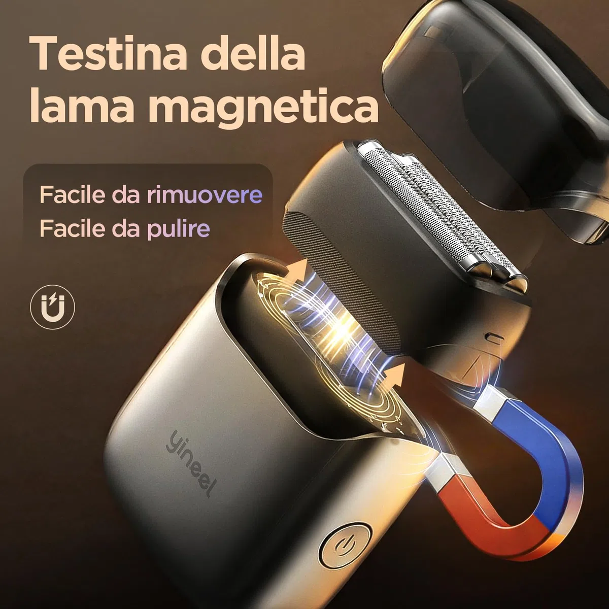 Yineel VT100 Rasoio Elettrico Uomo, Mini Rasoio a Lamelle con 3 Testine Flottanti, Impermeabile IPX7, Type-C Ricarica, Compatto e Portatile, con Custodia, Regalo per Uomo