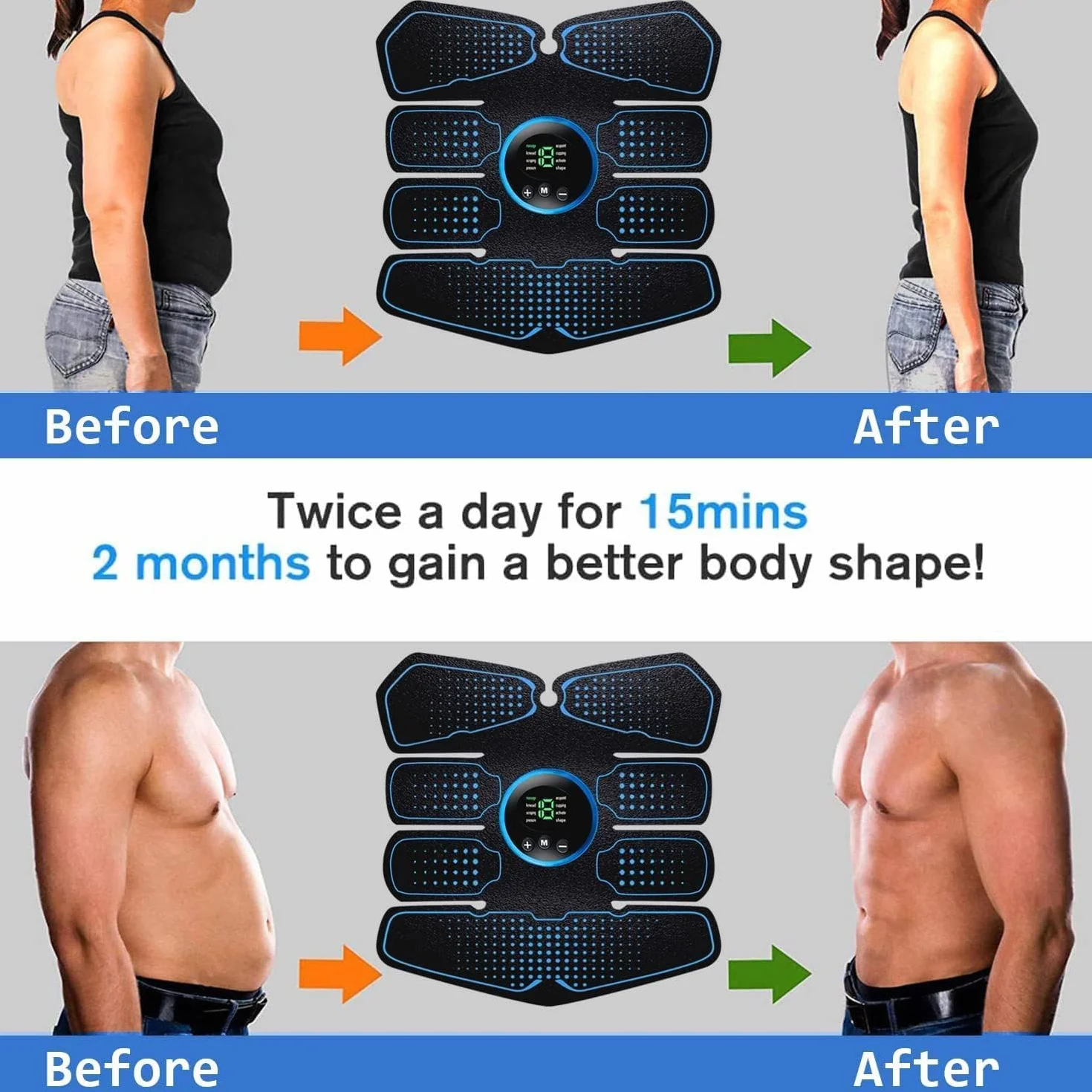 Elettrostimolatore Muscolare, Cintura Elettrostimolatore per Addominali, ABS Trainer/Toner per Addome/Braccio/Vita/Gambe
