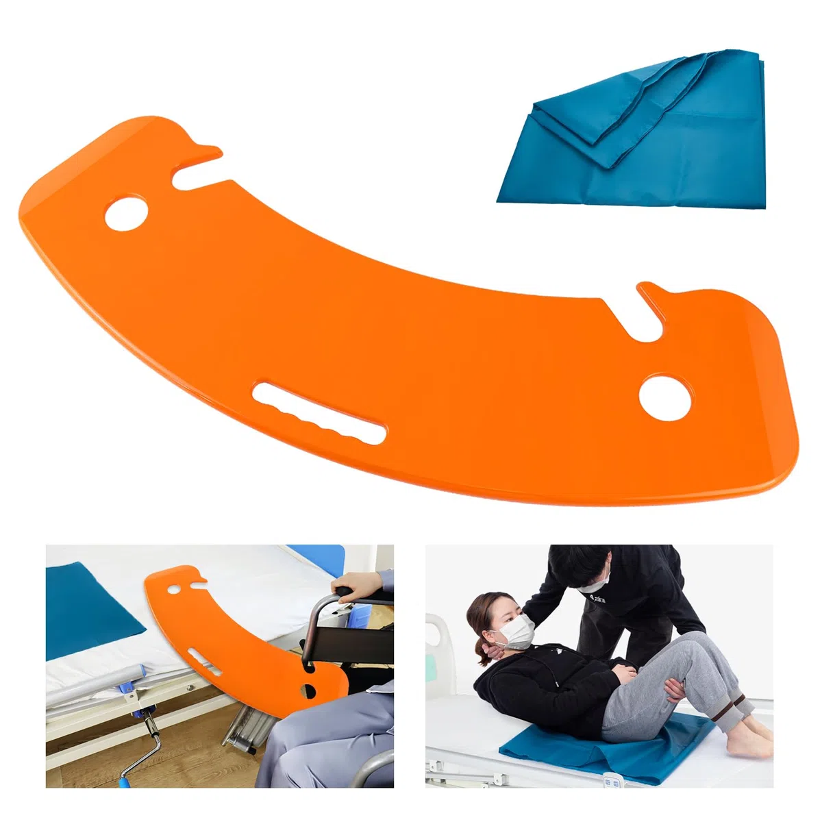 LOSCHEN Tavola di trasferimento, per il trasferimento di pazienti o handica dalla sedia a rotelle al letto, in bagno, in auto, con piastra scorrevole (arancione)